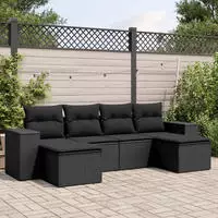 vidaXL 7-tlg. Garten-Sofagarnitur mit Kissen Grau Poly Rattan