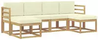 Outdoor-sofagarnitur Mit Kissen 6 Pcs Natur Und Creme Polyester Vidaxl