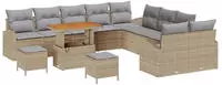 vidaXL Gartensofa-set mit Kissen 13 pcs Beige Poly-Rattan