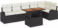 vidaXL Garten-Sofa-Set mit Speicher 7 pcs Schwarz Poly Rattan