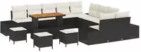 vidaXL Gartensofa-set mit Kissen 14 pcs Schwarz Poly Rattan