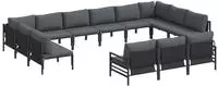 vidaXL Gartensofa-set mit Kissen 13 pcs Schwarz Stahl