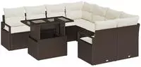 vidaXL Garten-Sofa-Set mit Kissen 9 pcs Braun und Creme Poly-Rattan