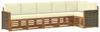 vidaXL Ecksofa Set mit Kissen 5 pcs Natur und Creme