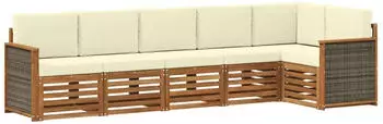 vidaXL Ecksofa Set mit Kissen, 5-teilig, Natur/Creme (3384406)