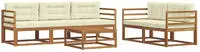 vidaXL Outdoor-Sofagarnitur mit Kissen 6 pcs Natur und Creme