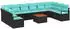 vidaXL Gartenlounge-Set mit Kissen 11-tlg., Poly-Rattan, Schwarz (3347760)