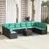 vidaXL Gartenlounge-Set mit Kissen 11-tlg., Poly-Rattan, Schwarz (3347760)