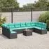 vidaXL Gartenlounge-Set mit Kissen 11-tlg., Poly-Rattan, Schwarz (3347760)