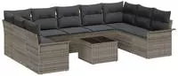 vidaXL Gartensofa-set mit Speicher 10 pcs Schwarz Poly-Rattan