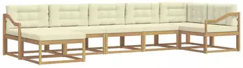 vidaXL Outdoor-Sofagarnitur mit Kissen 7-tlg. Wei&szlig;/Creme (3386774)