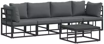 vidaXL Gartensofa-Set 5-tlg. Metall Schwarz (8721288631251)