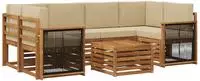 vidaXL Outdoor-Sofagarnitur 7 pcs Natur und Beige Massivholz Akazie
