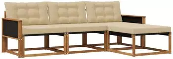 vidaXL Outdoor-Sofagarnitur mit Kissen 4-teilig Natur/Beige (3381337)
