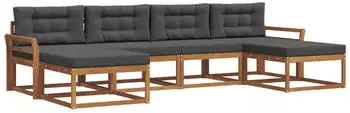vidaXL Outdoor-Sofagarnitur mit Kissen 6-tlg., Natur und Anthrazit (3367965)