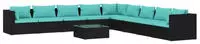 vidaXL 10-tlg. Garten-Lounge-Set mit Kissen Poly Rattan Schwarz
