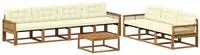 vidaXL Outdoor-Sofagarnitur mit Kissen 8 pcs Natur und Creme
