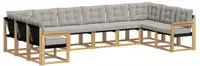 vidaXL Outdoor-Sofagarnitur mit Kissen 10 pcs Wei&szlig; und Hellgrau
