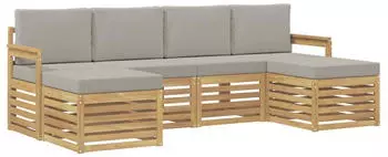vidaXL Outdoor-Sofagarnitur 5-tlg. Wei&szlig;/Hellgrau (3392261)