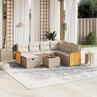 vidaXL 7-tlg. Garten-Sofagarnitur mit Kissen Schwarz Poly Rattan