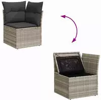 vidaXL Gartensofa-set mit Kissen 7 pcs Hellgrau Poly-Rattan