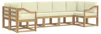 vidaXL Outdoor-Sofagarnitur mit Kissen 7 pcs Wei&szlig; und Creme
