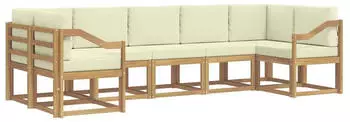 vidaXL Outdoor-Sofagarnitur mit Kissen 7-tlg. Wei&szlig;/Creme (3388169)