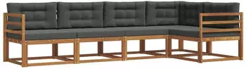 vidaXL Outdoor-Sofagarnitur mit Kissen 5-tlg., Natur/Anthrazit (3367565)