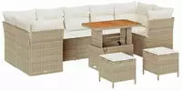 vidaXL Gartensofa-set 10 pcs Beige Poly-Rattan