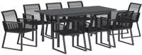 vidaXL Garten Essgruppe 9 pcs Schwarz Poly-Rattan