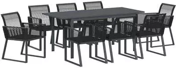 vidaXL Garten Essgruppe 9-tlg. Schwarz Poly-Rattan (3378821)