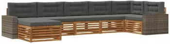 vidaXL Outdoor-Sofagarnitur mit Kissen, 7-tlg., Natur/Anthrazit (3383640)
