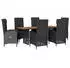vidaXL Garten-Essgruppe 9-tlg. mit Kissen, Poly Rattan, Schwarz (3213515)