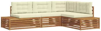 vidaXL Outdoor-Sofagarnitur mit Kissen 4-tlg. Natur/Creme (3374090)