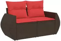 vidaXL 4-teiliges Gartensofa-Set mit Kissen, braun, Polyrattan