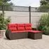 vidaXL Gartensofa-Set 4-teilig mit Kissen, Polyrattan, Braun (3221273)