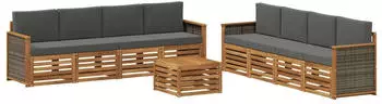 vidaXL Sofagarnitur mit Kissen 9-tlg Massivholz Akazie (3384168)