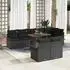 vidaXL Garten-Essgruppe 9-teilig mit Kissen, Poly-Rattan/Akazie, Schwarz (3349351)