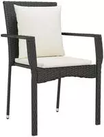 vidaXL 7-tlg. Garten-Essgruppe mit Kissen Schwarz Poly Rattan