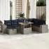 vidaXL Garten-Sofagarnitur 9-tlg. Poly Rattan Akazie Grau mit Kissen (3328104)