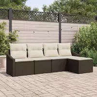 vidaXL Sofa Set mit Kissen 5 pcs Braun Poly Rattan
