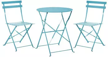 Beliani Fiori Klappbares Bistro-Set 3-teilig Metall Meerblau (415315)
