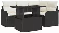 vidaXL Gartensofa-set mit Kissen mit Kissen 5 pcs Schwarz Poly Rattan