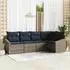 vidaXL Gartensofa-Set mit Kissen 5-tlg. Poly-Rattan Grau/Marineblau (3355394)