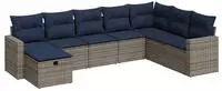vidaXL 8-tlg. Garten-Sofagarnitur mit Kissen Grau Poly Rattan