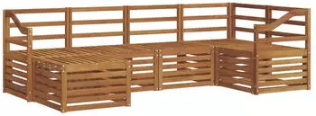 vidaXL Ecksofa-Set 6-tlg. Massivholz Akazie Natur (3375104)