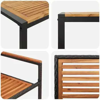 vidaXL Garten-Essgruppe 9-tlg. Poly-Rattan Schwarz/Braun (3365487)