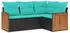 vidaXL Gartensofa-Set 4-teilig mit Kissen, Polyrattan Schwarz (3227611)