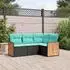 vidaXL Gartensofa-Set 4-teilig mit Kissen, Polyrattan Schwarz (3227611)