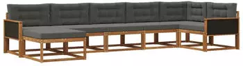 vidaXL Outdoor-Sofagarnitur mit Kissen 7-tlg. Natur/Anthrazit (3382735)